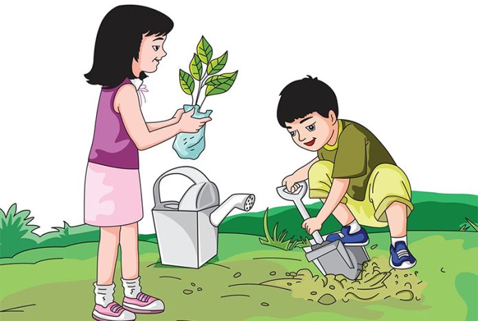 Boy,And,Girl,Planting,Trees
