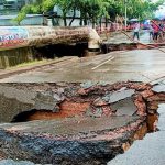 টানা বৃষ্টিতে চট্টগ্রামে সড়ক দেবে গেছে