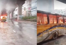 রাজধানীর মিরপুরে যাত্রী নামিয়ে বাসে আগুন-গুলি