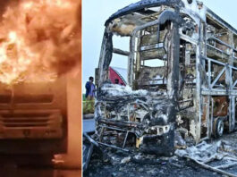 ভারতে মোটরসাইকেলের সঙ্গে সংঘর্ষে চলন্ত বাসে আগুন, নিহত ২০
