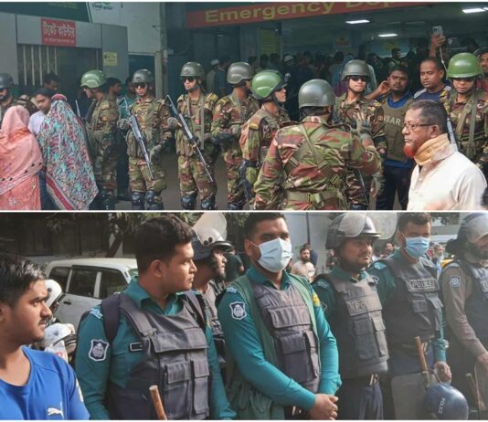 ওসমান হাদি গুলিবিদ্ধ : ঢামেকে সেনাবাহিনী ও পুলিশের কঠোর নিরাপত্তা