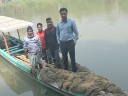 হালদা নদীতে অভিযান, সাড়ে ৩ হাজার মিটার অবৈধ জাল জব্দ