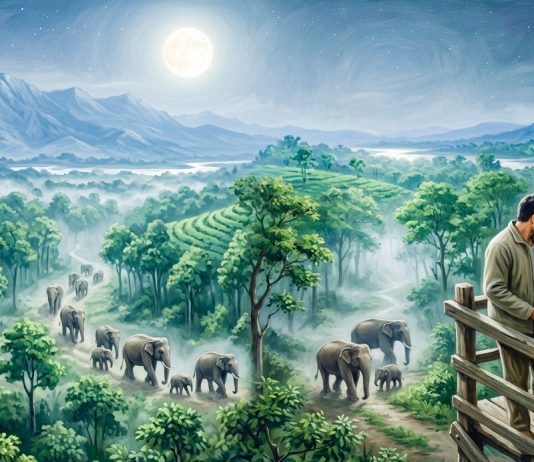 লাল শালে মোড়ানো কুয়াশা