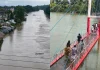 কাপ্তাই হ্রদের পানিতে ডুবেছে ঝুলন্ত সেতু